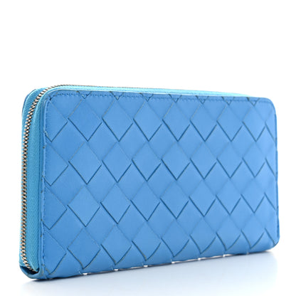Bottega Veneta Nappa Intrecciato Zip Around Wallet Blue 3 of 7