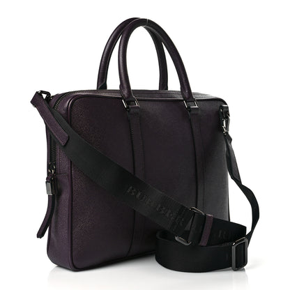 Burberry Textured Calfskin Small Newberg Briefcase Burgundy 3 of 10
