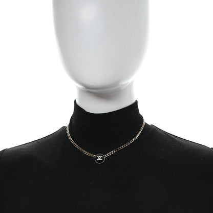 Chanel Crystal Resin CC Chain Link Short Necklace Black Gold 2 of 4