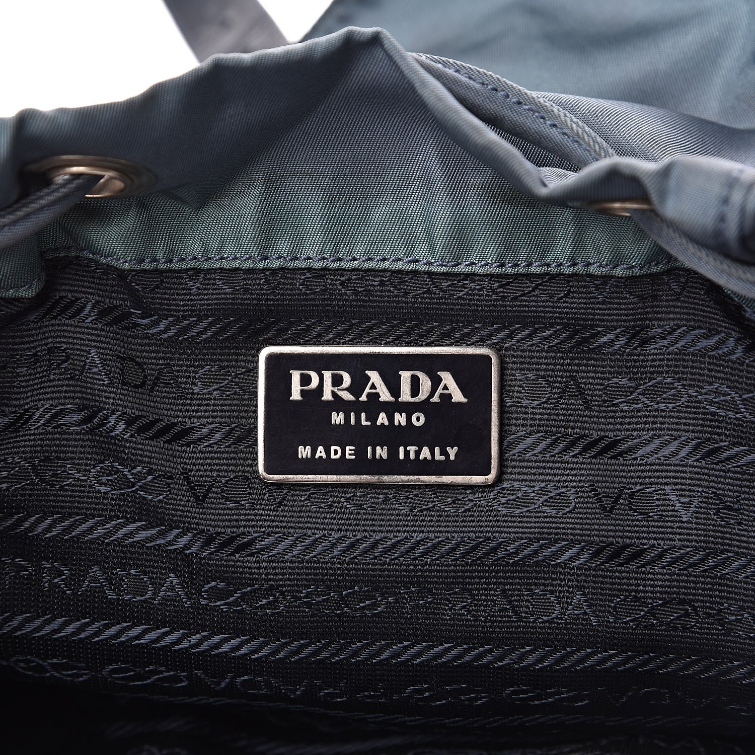 Prada Nylon Vela Cinch Backpack Blue 6 of 17