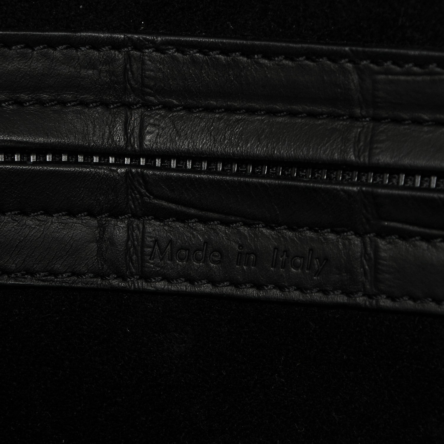Celine Crocodile Embossed Calfskin Medium Phantom Luggage Black 6 of 7