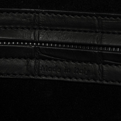 Celine Crocodile Embossed Calfskin Medium Phantom Luggage Black 6 of 7