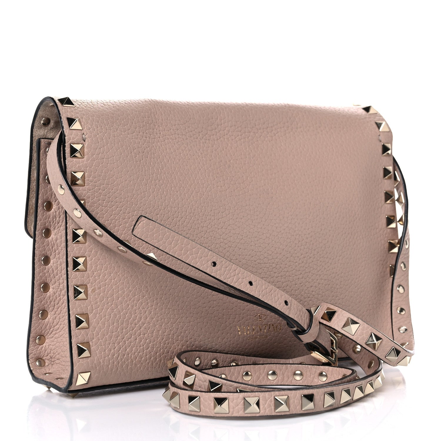 Valentino Garavani Pebbled Calfskin Medium Rockstud Flip Lock Crossbody Bag Poudre 2 of 20