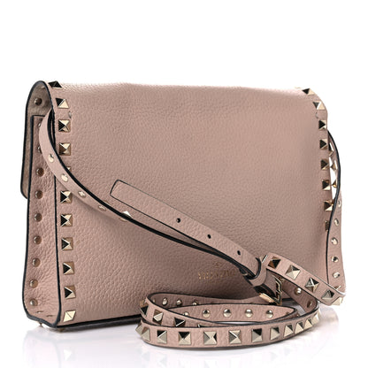 Valentino Garavani Pebbled Calfskin Medium Rockstud Flip Lock Crossbody Bag Poudre 2 of 20