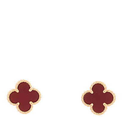 Van Cleef & Arpels 18K Rose Gold Carnelian Sweet Alhambra Earrings 1 of 5