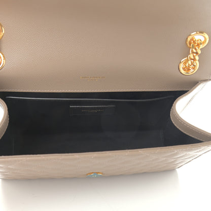 Saint Laurent Grain De Poudre Textured Mixed Matelasse Medium Triquilt Monogram Satchel Dark Beige 5 of 11