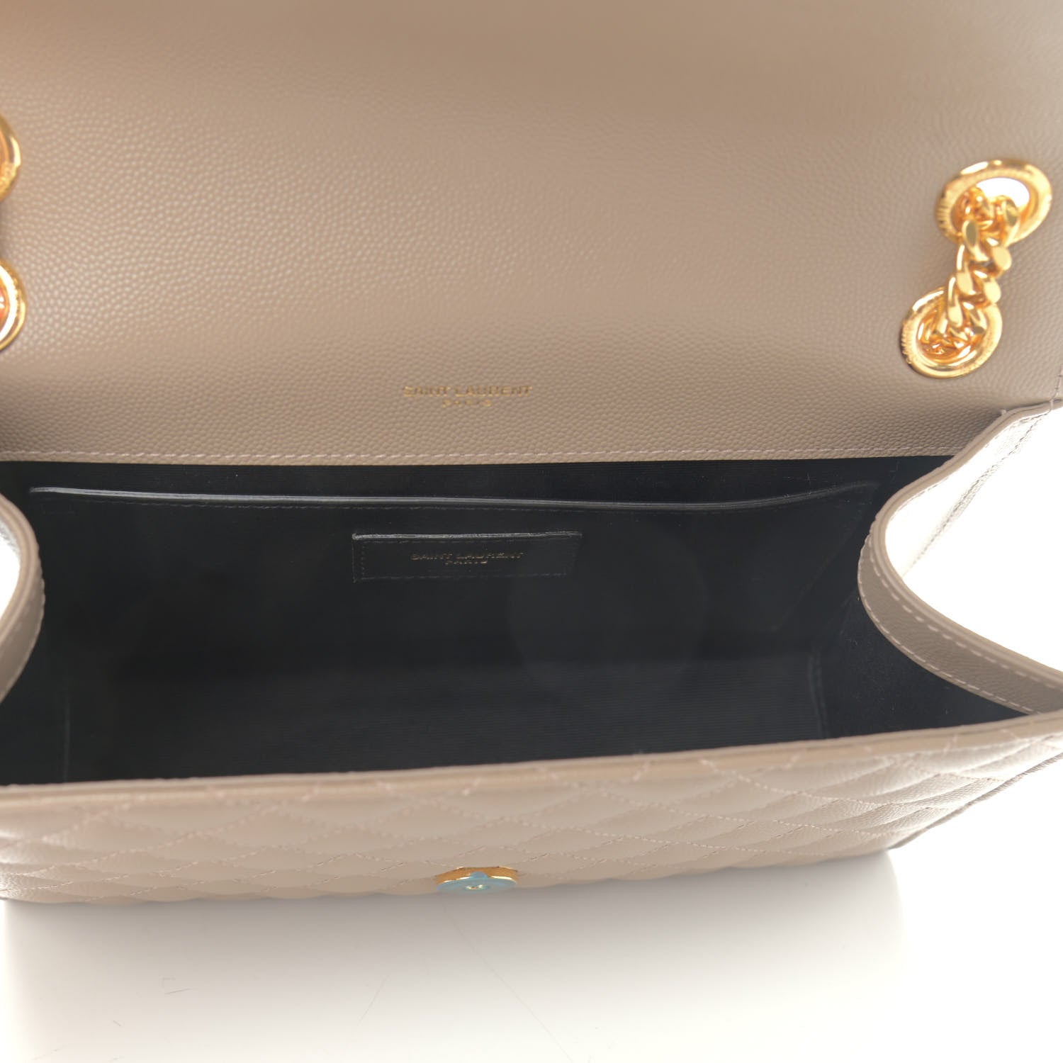 Saint Laurent Grain De Poudre Textured Mixed Matelasse Medium Triquilt Monogram Satchel Dark Beige 5 of 11