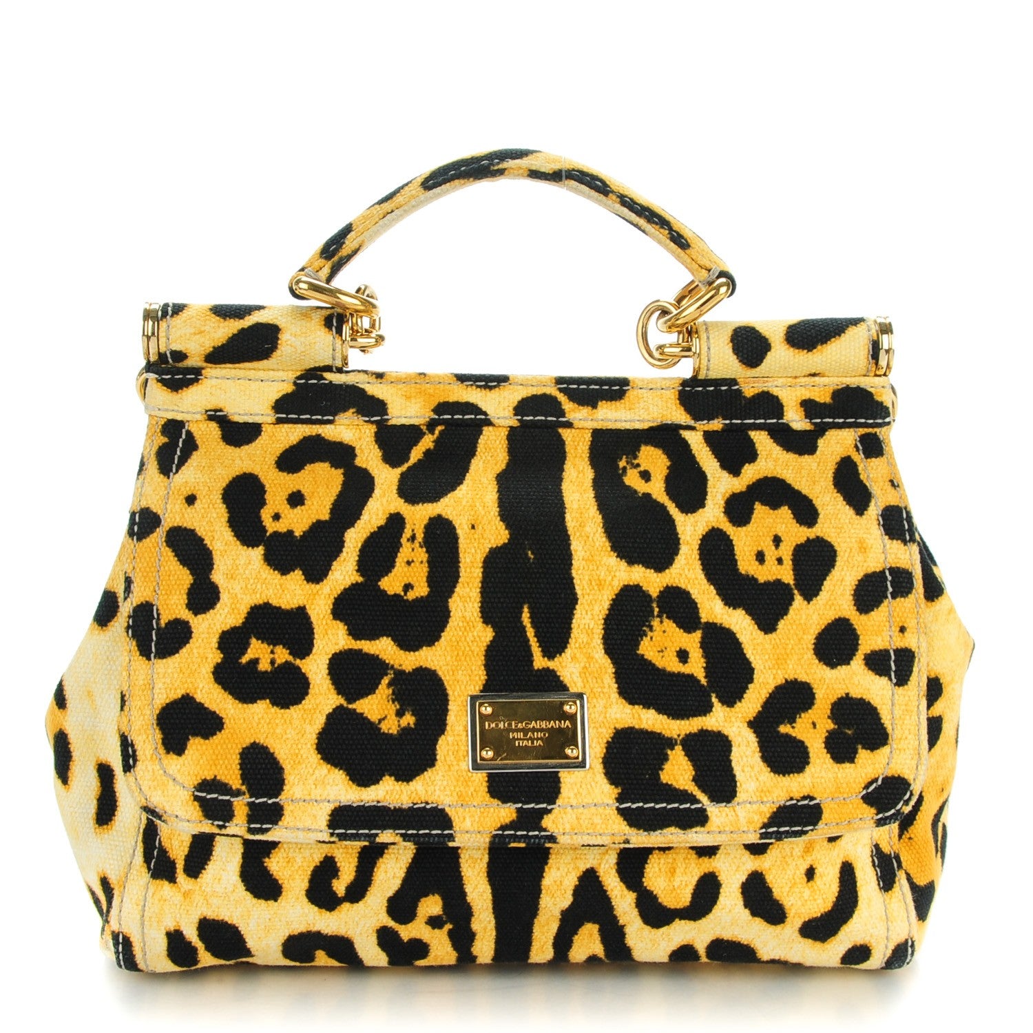 Dolce & Gabbana Canvas Leopard Print Small Miss Sicily Satchel 1 of 8
