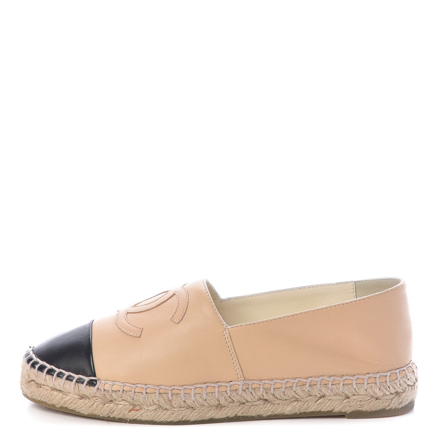 Lambskin CC Espadrilles 36 Beige Black