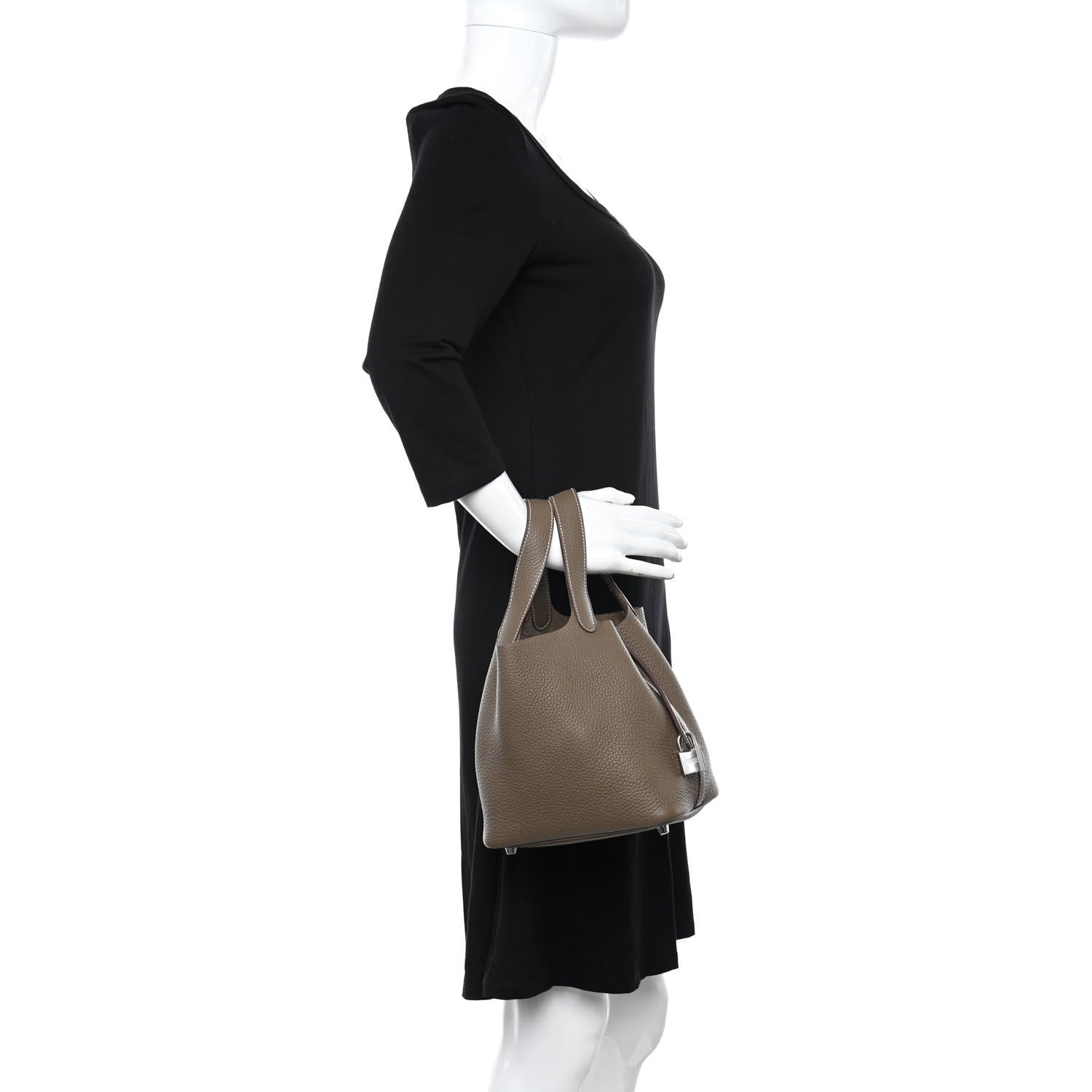 Hermes Taurillon Clemence Picotin Lock 18 PM Etoupe 2 of 12