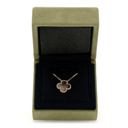 Van Cleef & Arpels 18K Rose Gold Gray Mother of Pearl Vintage Alhambra Pendant Necklace 6 of 6