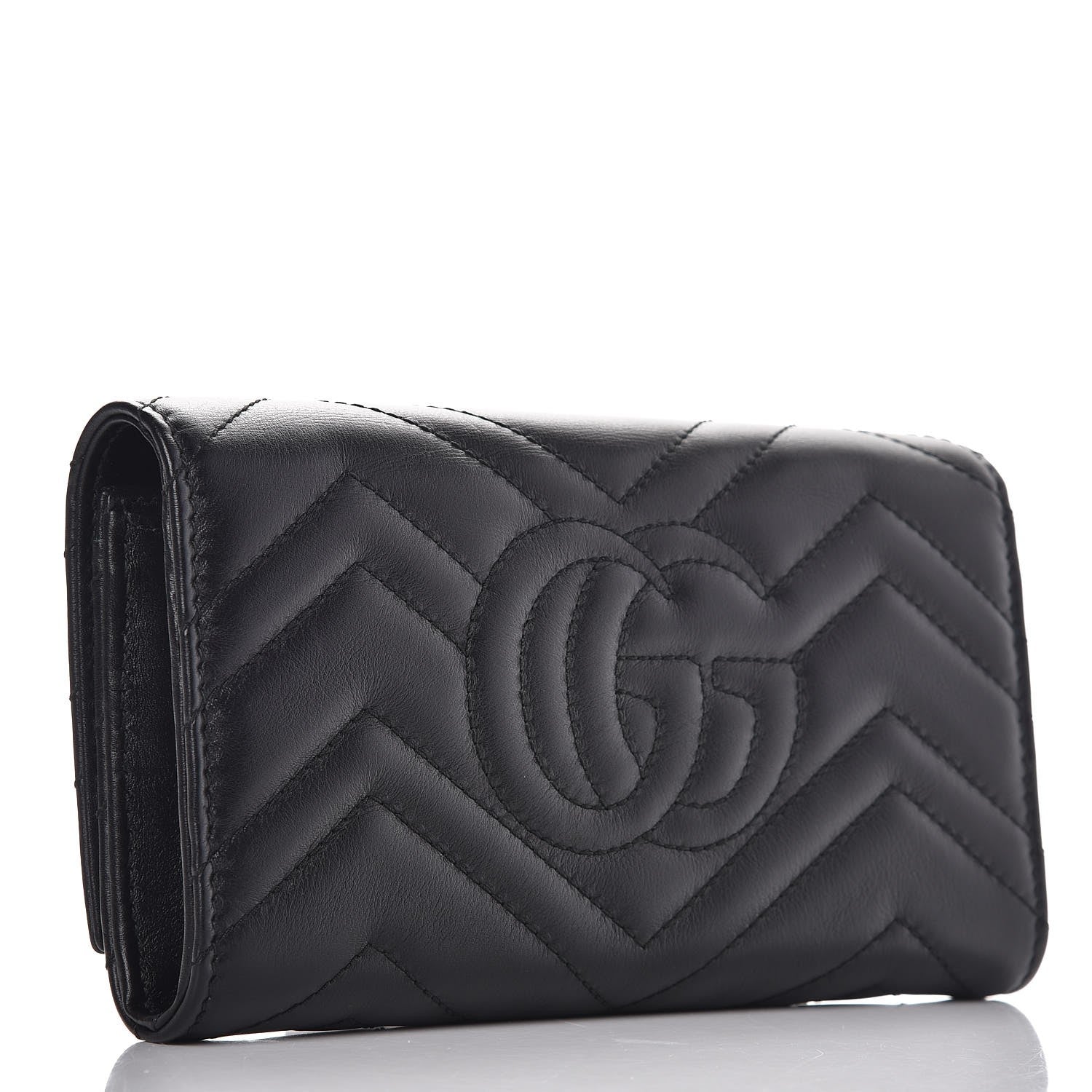 Gucci Calfskin Matelasse GG Marmont Continental Wallet Black 3 of 8