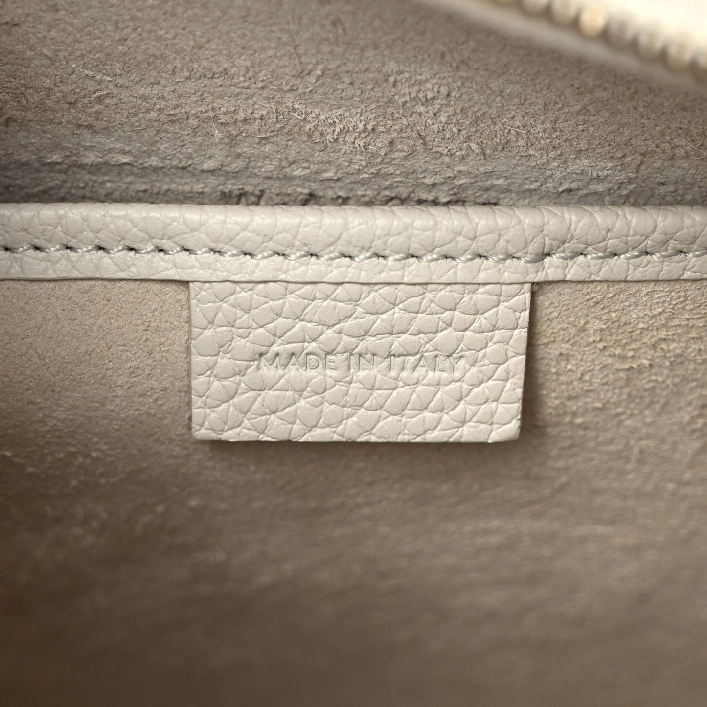 Drummed Calfskin Nano Luggage Chalk