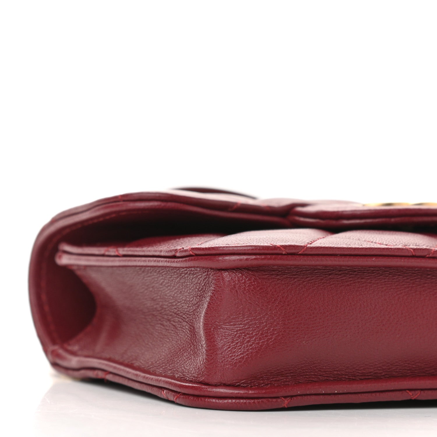 Chanel Lambskin Quilted Top Handle Flap Coin Purse With Chain Burgundy 10 of 12
