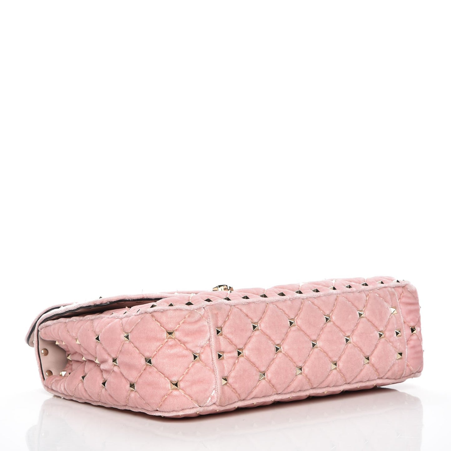 Velvet Medium Rockstud Spike Shoulder Bag Water Rose