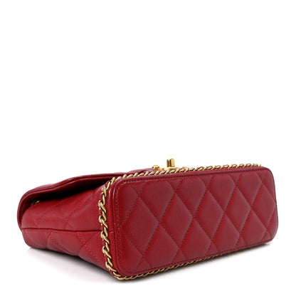 Chanel Caviar Quilted Camellia Chain Around Flap Red 3 of 10