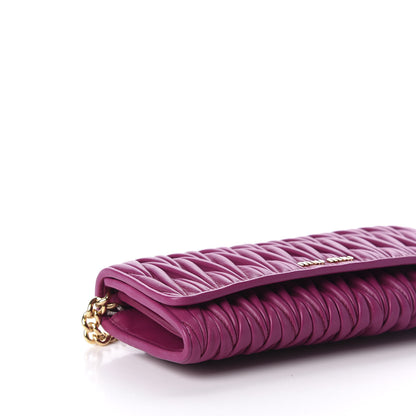 Miu Miu Nappa Matelasse Wallet On Chain Fuxia 6 of 9