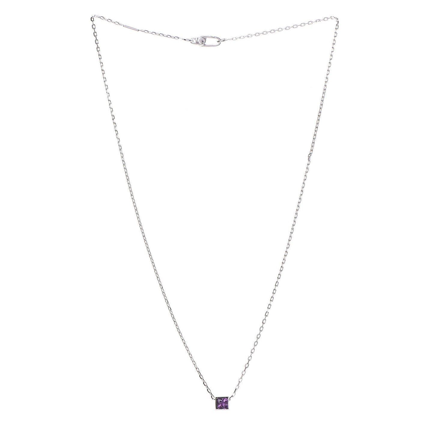 18K White Gold Amethyst Cube Pendant Necklace