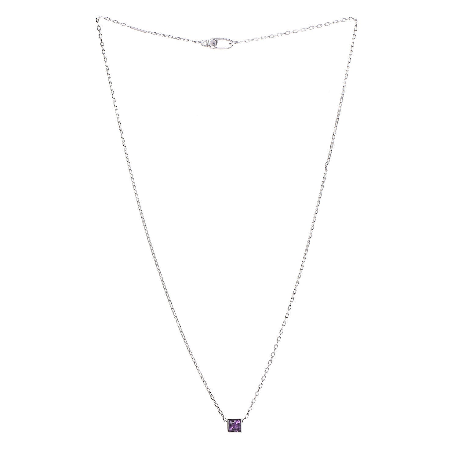 Gucci 18K White Gold Amethyst Cube Pendant Necklace 3 of 7
