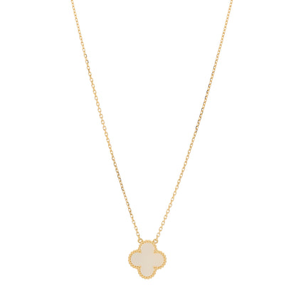 Van Cleef & Arpels 18K Yellow Gold Mother of Pearl Vintage Alhambra Pendant Necklace 1 of 7