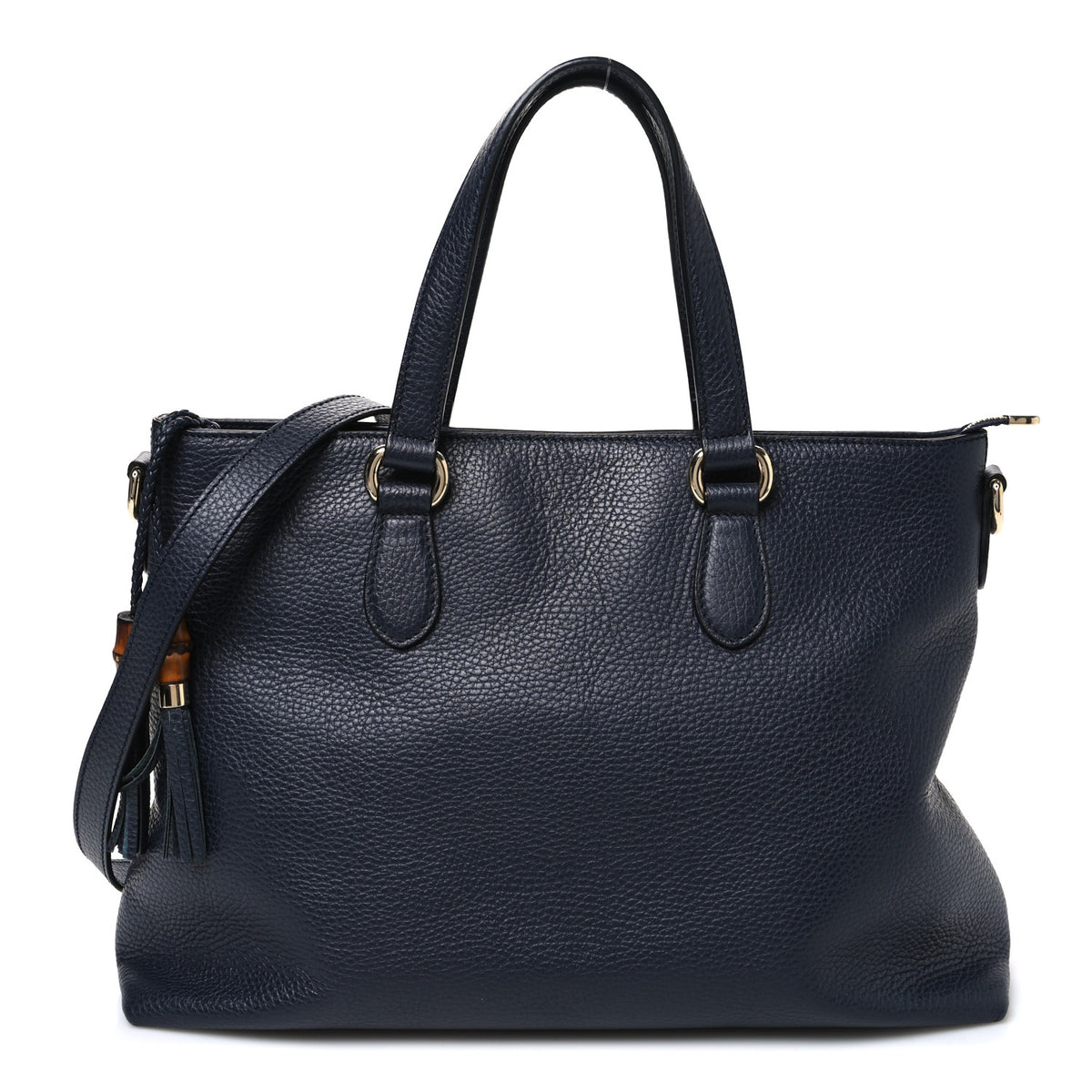 Gucci Calfskin Bamboo Tassel Top Handle Tote Blue 1 of 9