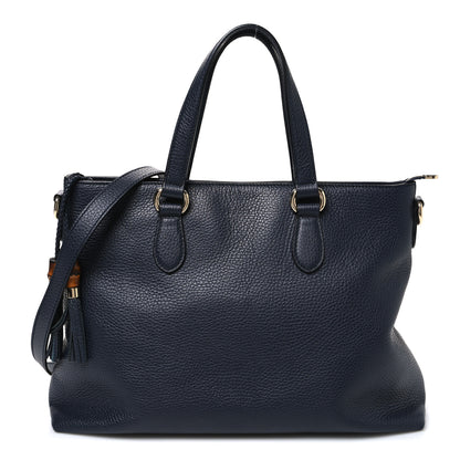 Gucci Calfskin Bamboo Tassel Top Handle Tote Blue 1 of 9