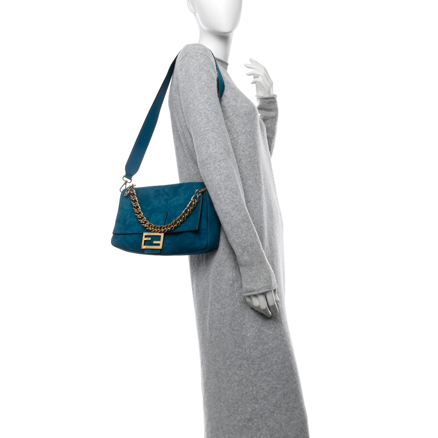 Fendi Chamois Large Baguette Ottanio 2 of 10