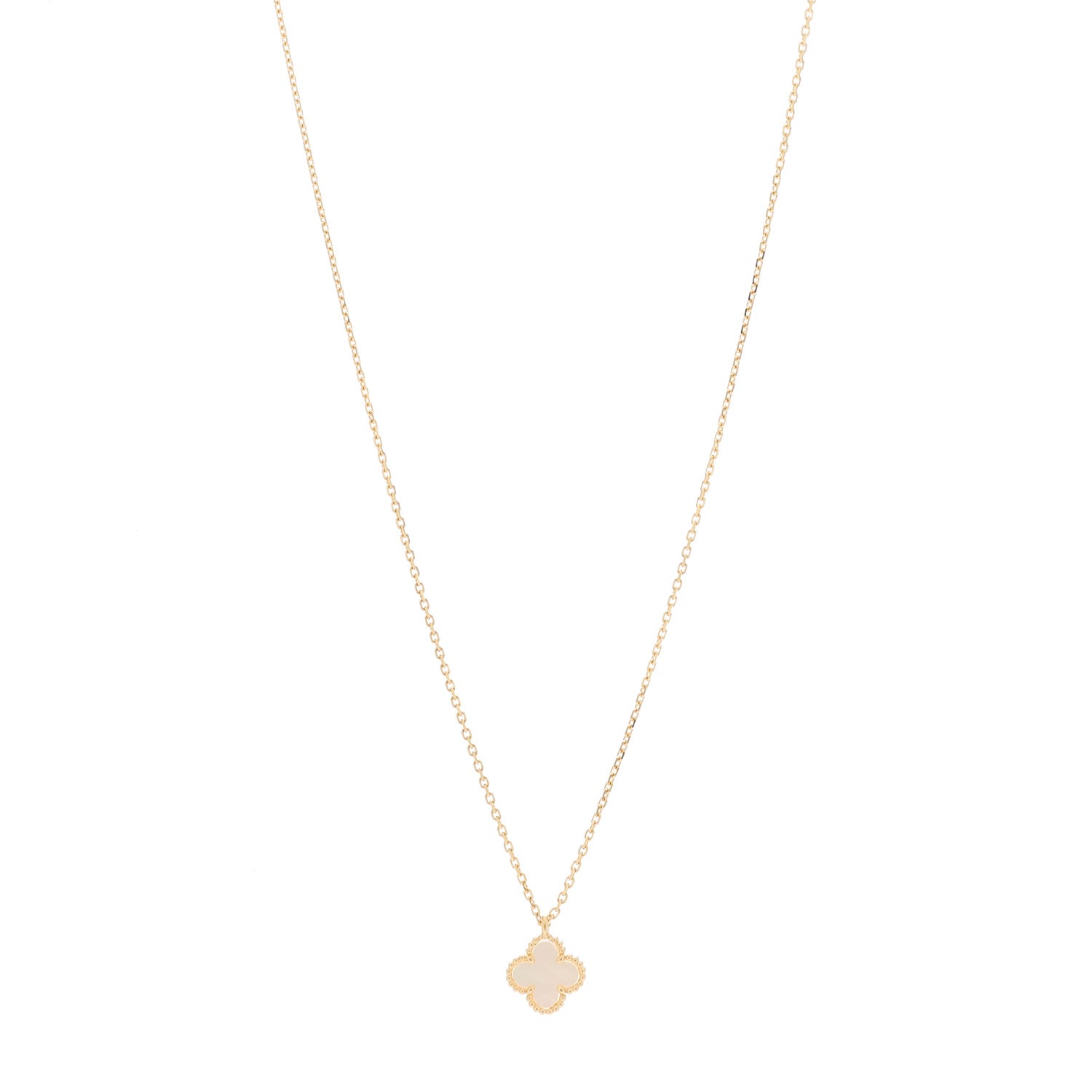 Van Cleef & Arpels 18K Yellow Gold Mother of Pearl Sweet Alhambra Pendant Necklace 1 of 6