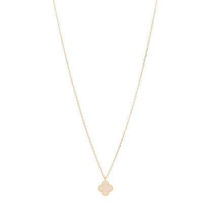 Van Cleef & Arpels 18K Yellow Gold Mother of Pearl Sweet Alhambra Pendant Necklace 1 of 6
