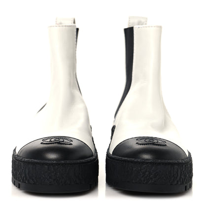 Chanel Calfskin Cap Toe CC Ankle Boots 36 White Black 3 of 8
