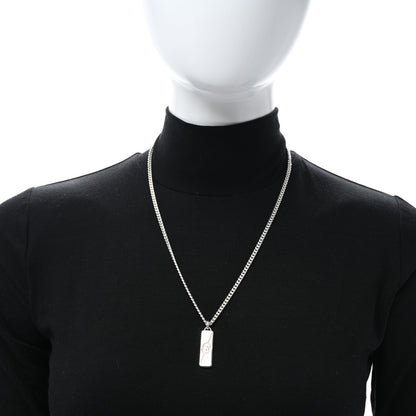 Gucci Sterling Silver GG Bar Pendant Necklace 2 of 5