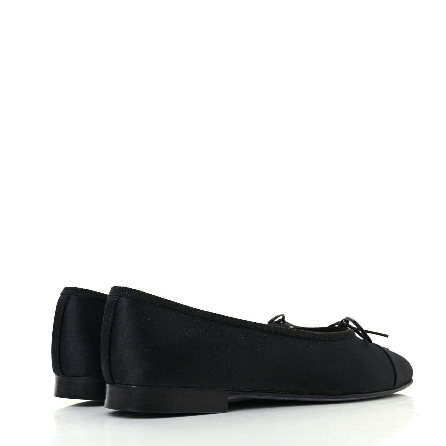 Chanel Satin Cap Toe CC Ballerina Flats 38.5 Black 4 of 7
