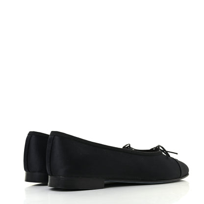Chanel Satin Cap Toe CC Ballerina Flats 38.5 Black 4 of 7