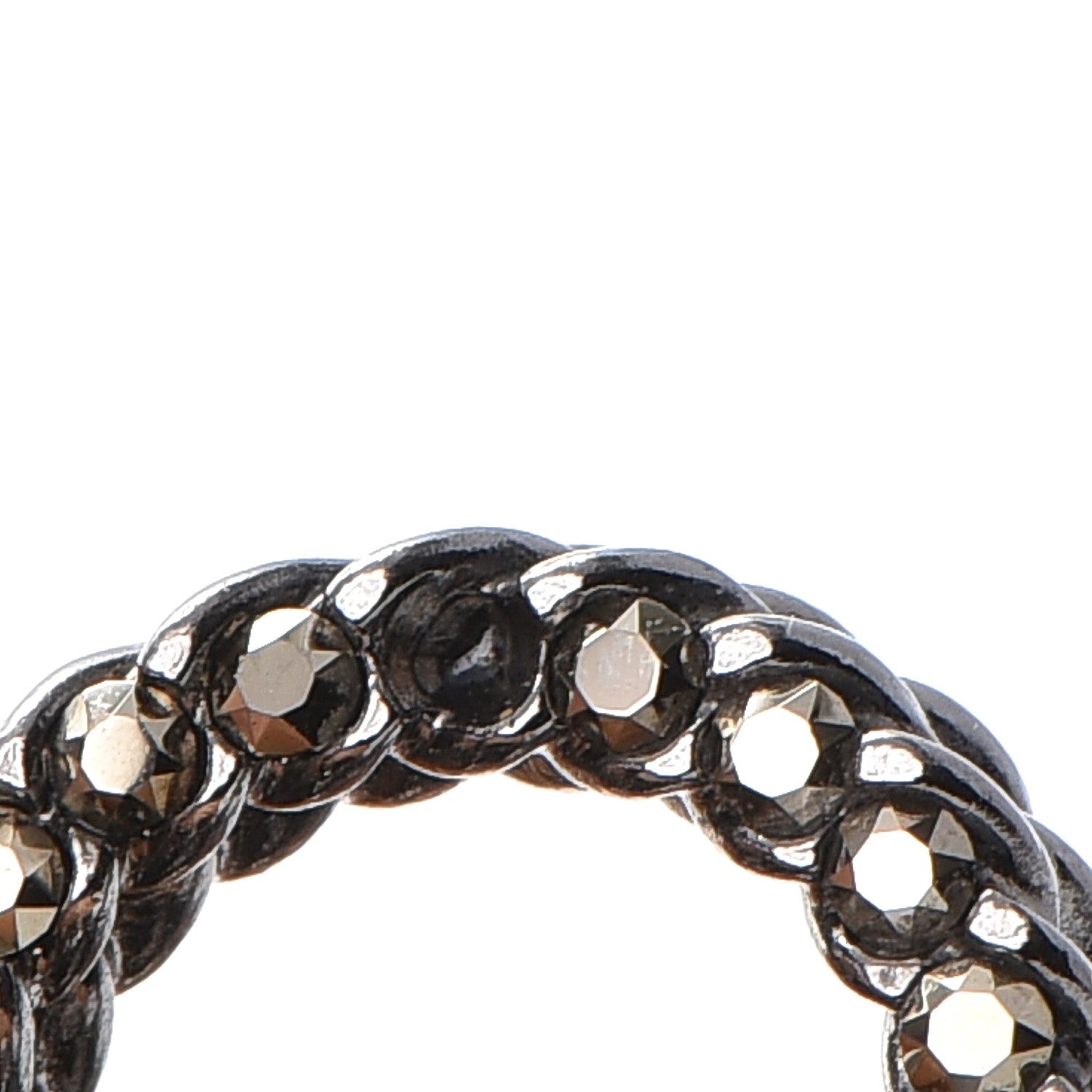Chanel Metal Strass Enamel CC Chain Link Choker Necklace Dark Silver 8 of 8