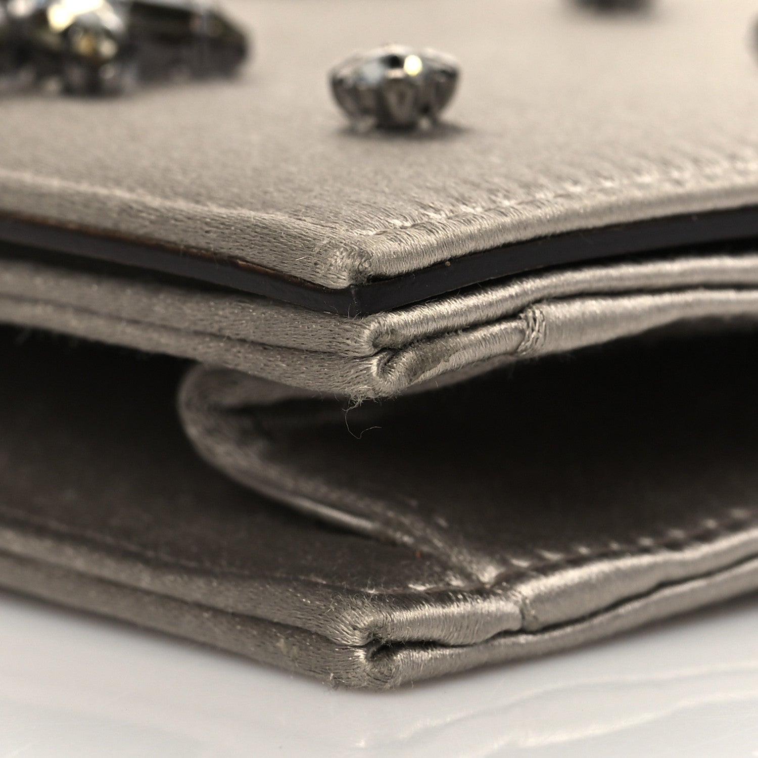 Gucci Satin Crystal Embellished Clutch Grey 11 of 12