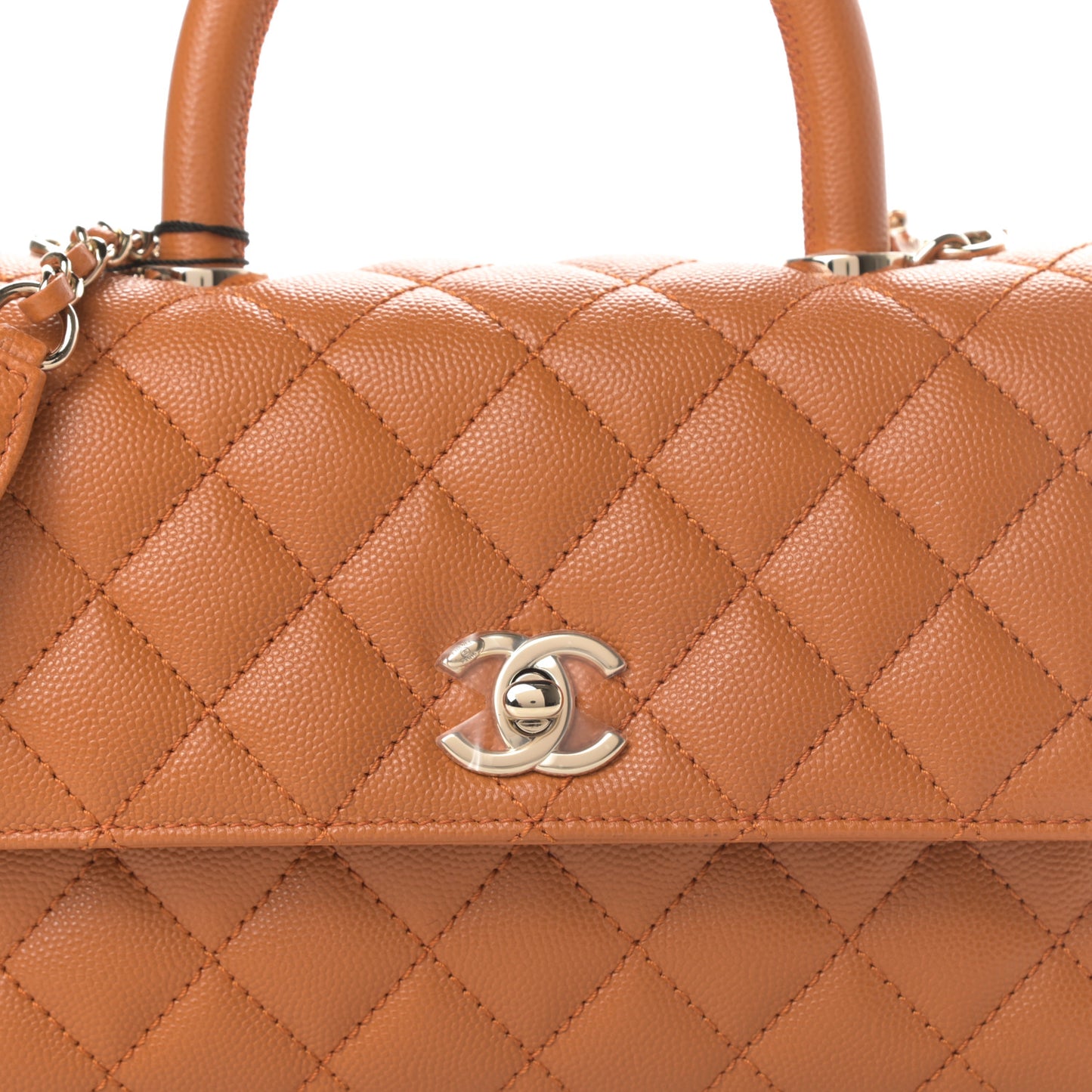 Caviar Quilted Mini Coco Handle Flap Brown