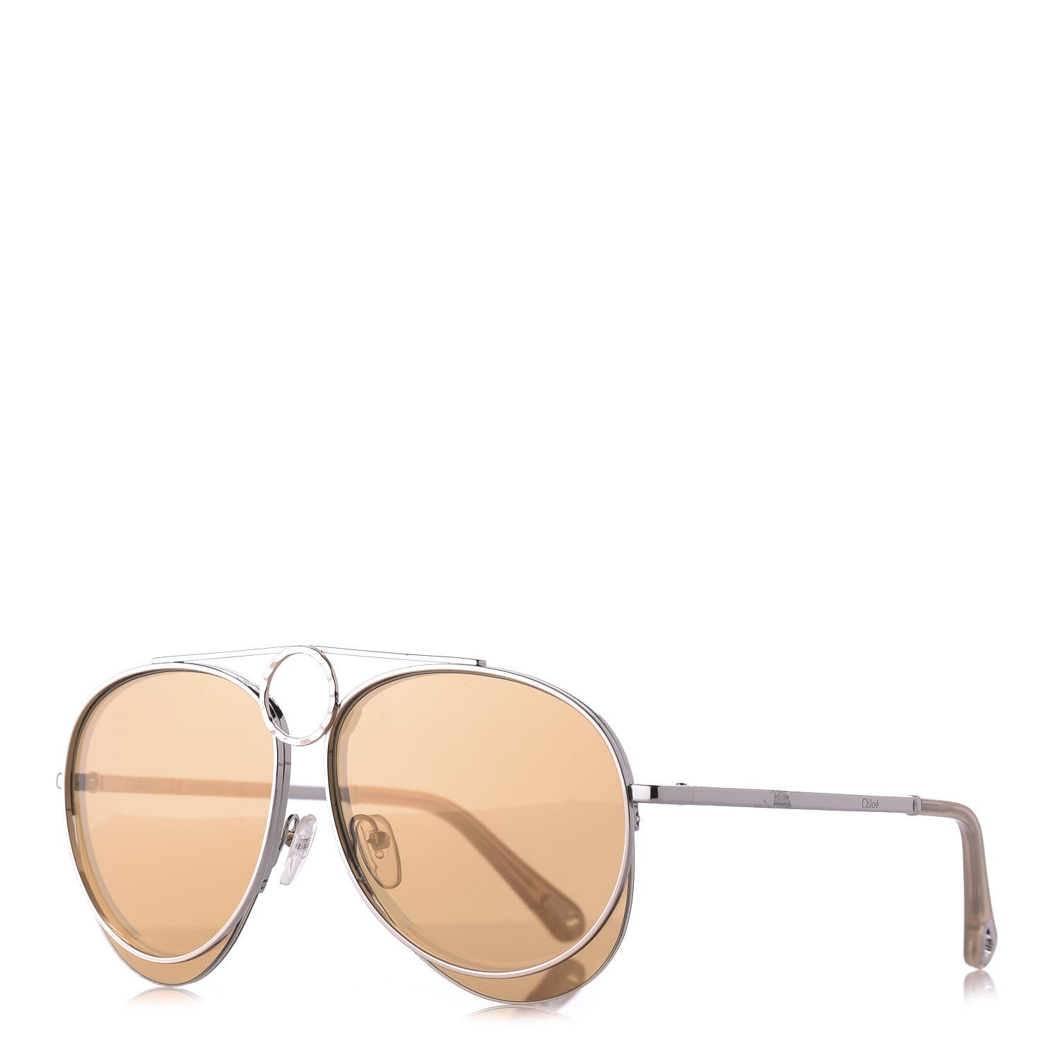 Chloe Metal Mirrored Romie Aviator Sunglasses CE144S Silver Copper 1 of 8