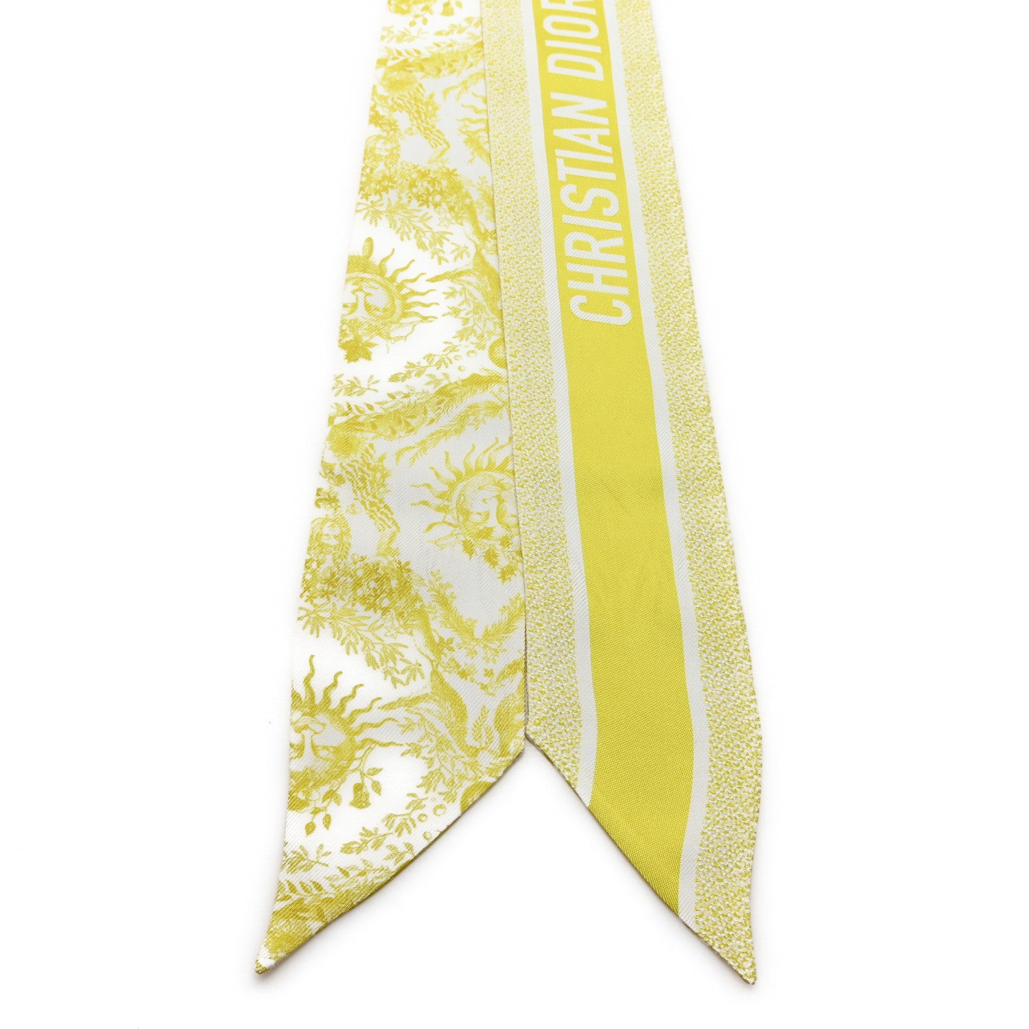 Christian Dior Silk Toile de Jouy Soleil Mitzah Scarf Yellow 2 of 3