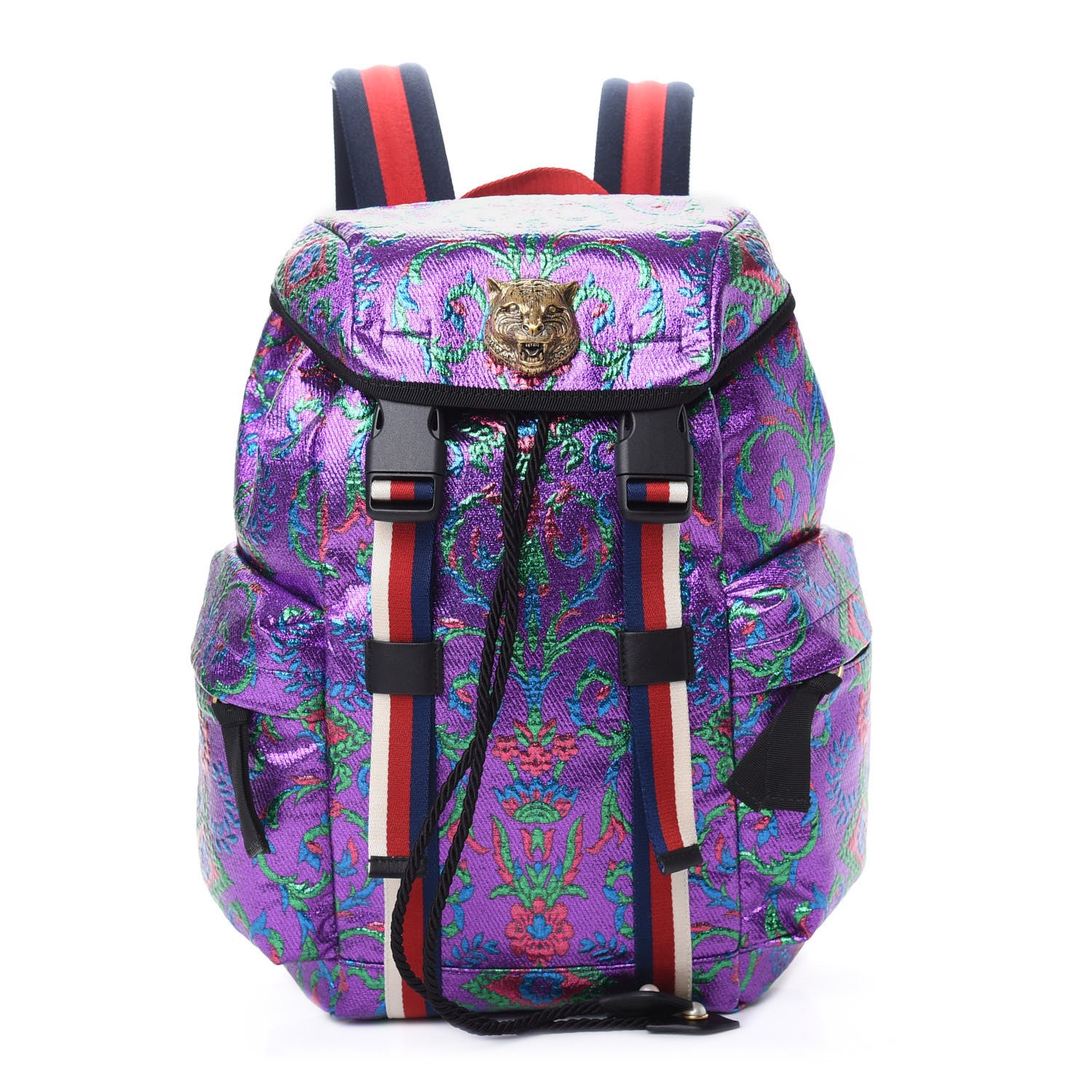 Gucci Brocade Web Small Double Buckle Backpack Multicolor 1 of 9
