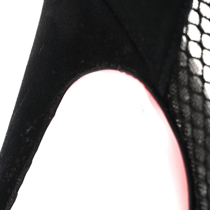 Christian Louboutin Fishnet Kid Suede Resille Follies 120 Pumps 39.5 Natural Black 11 of 11