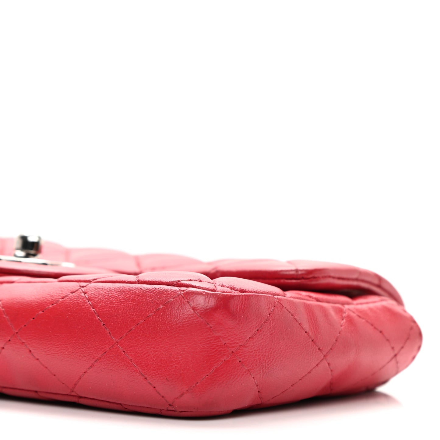 Lambskin Quilted Extra Mini Rectangular Flap Red