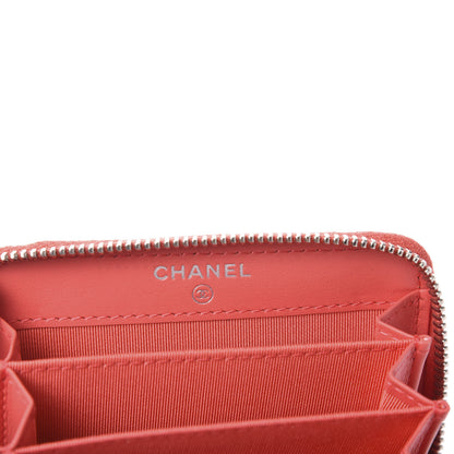 Chanel Caviar Chevron Quilted Zip Coin Purse Coral 8 of 11
