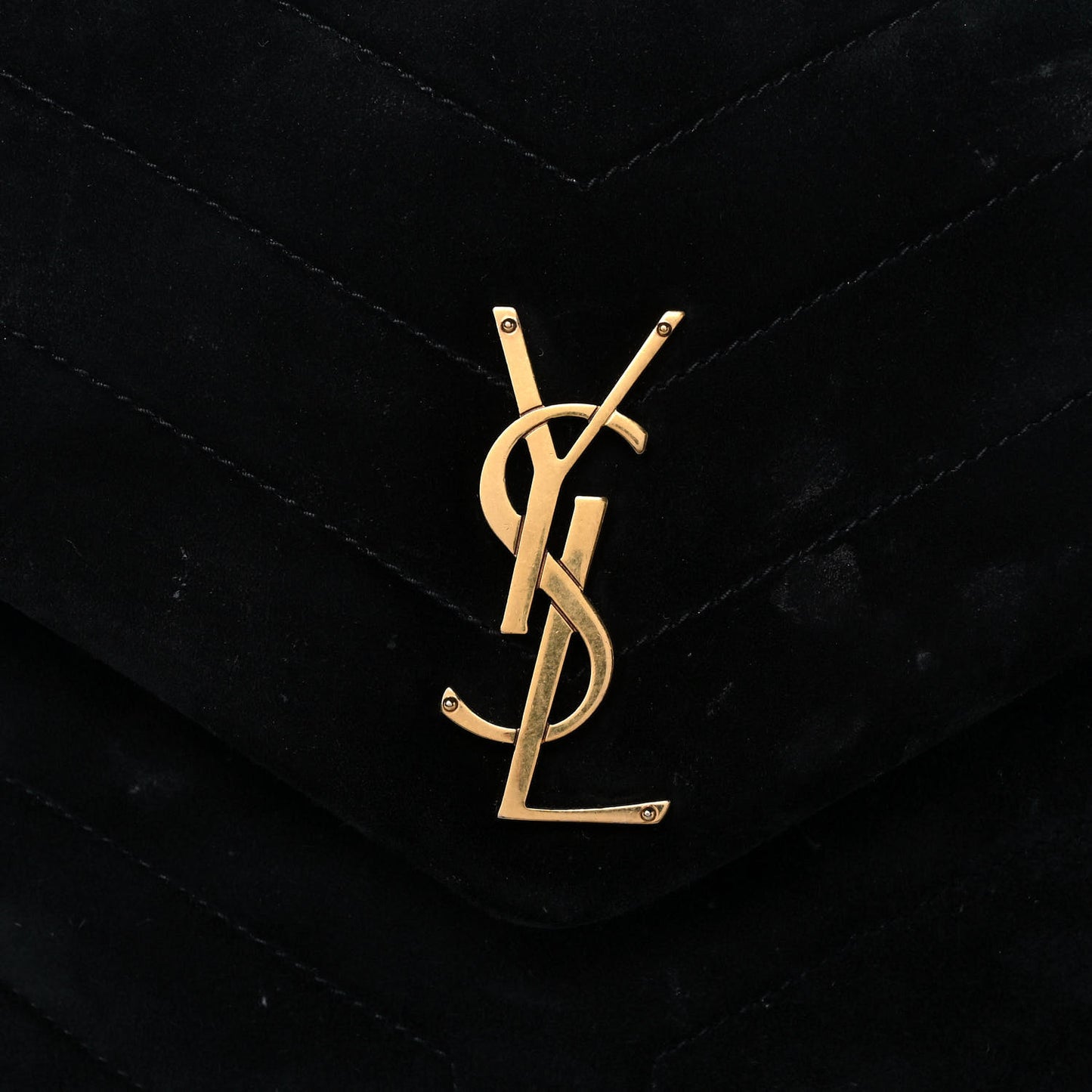 Velvet Y Quilted Monogram Small Loulou Chain Satchel Black