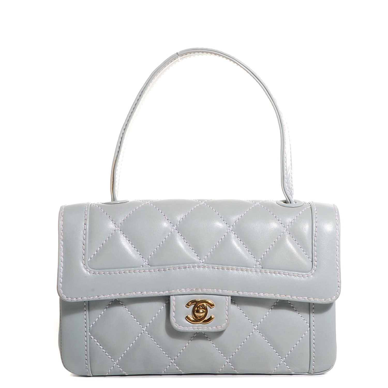 Chanel Calfskin Quilted Wild Stitch Flap Light Blue 1 of 8