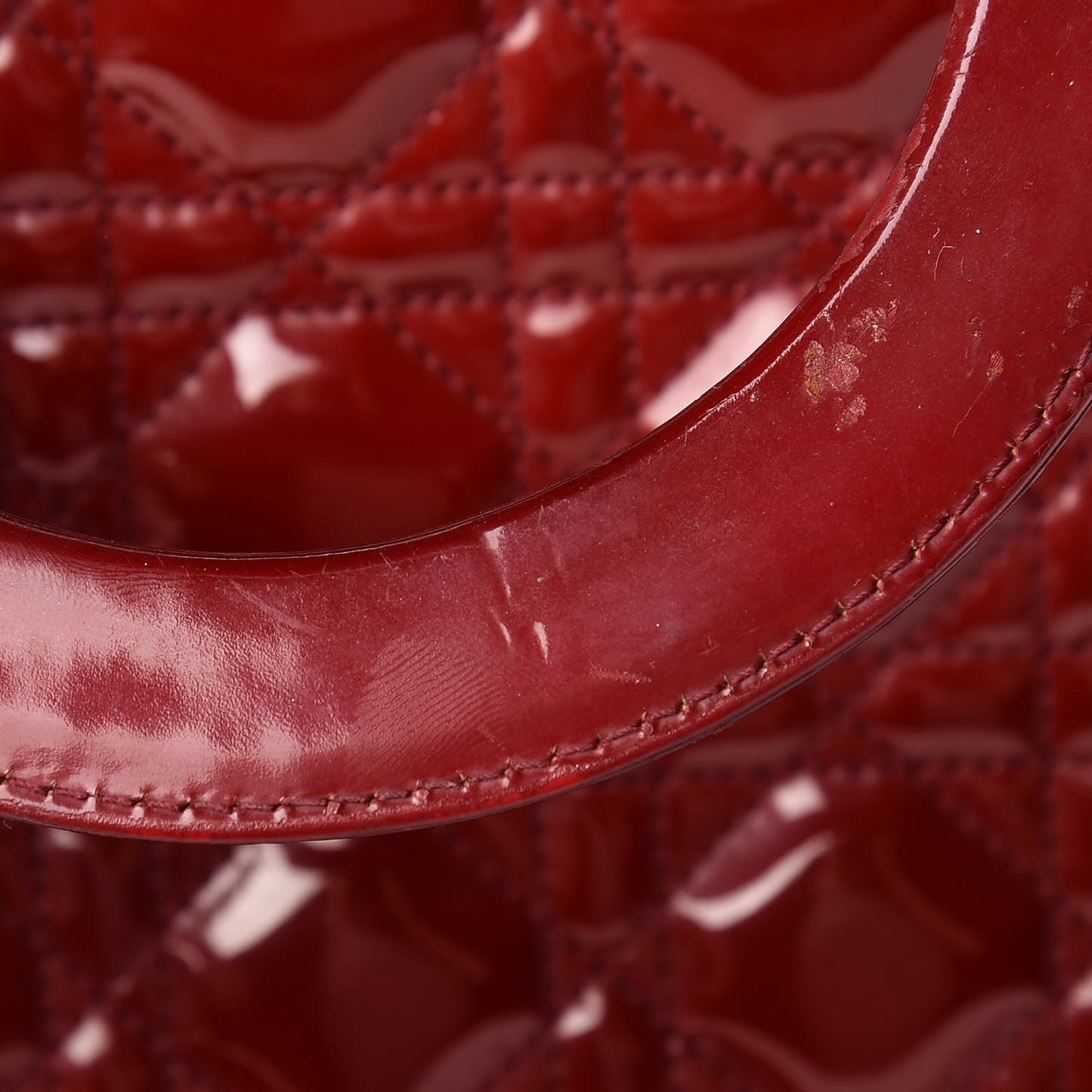 Patent Cannage Large Lady Dior Red