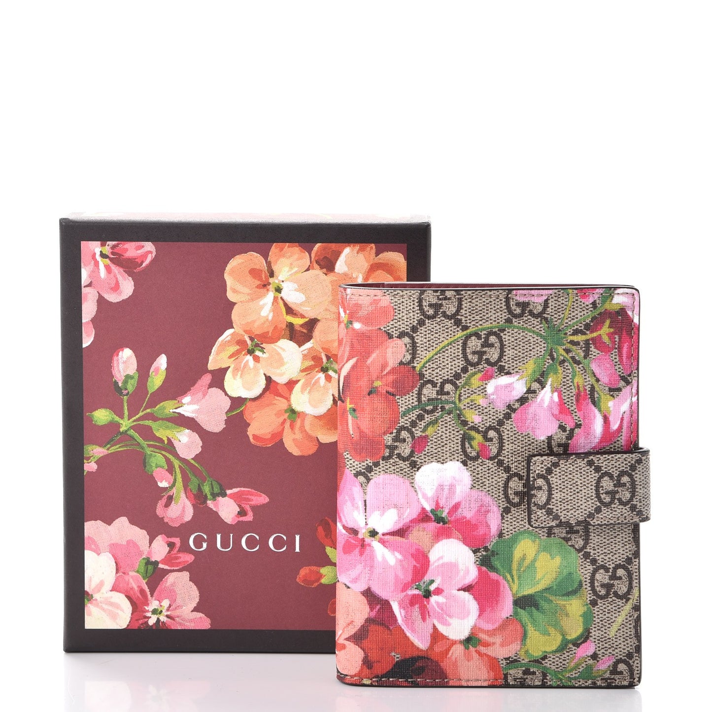 GG Supreme Monogram Blooms Passport Case Beige Multicolor Dry Rose