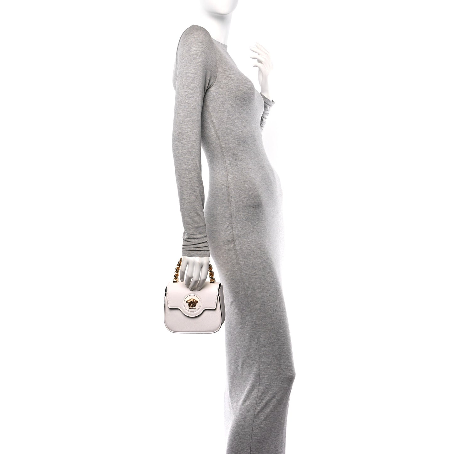 Grained Calfskin Mini La Medusa Bag White