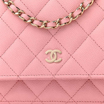 Chanel Caviar Quilted Wallet on Chain WOC Light Pink 9 of 12