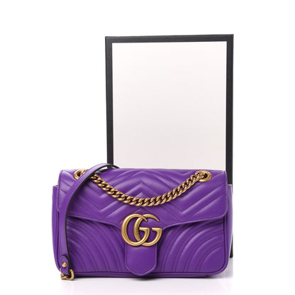 Gucci Calfskin Matelasse Small GG Marmont Shoulder Bag Shine Purple 15 of 15