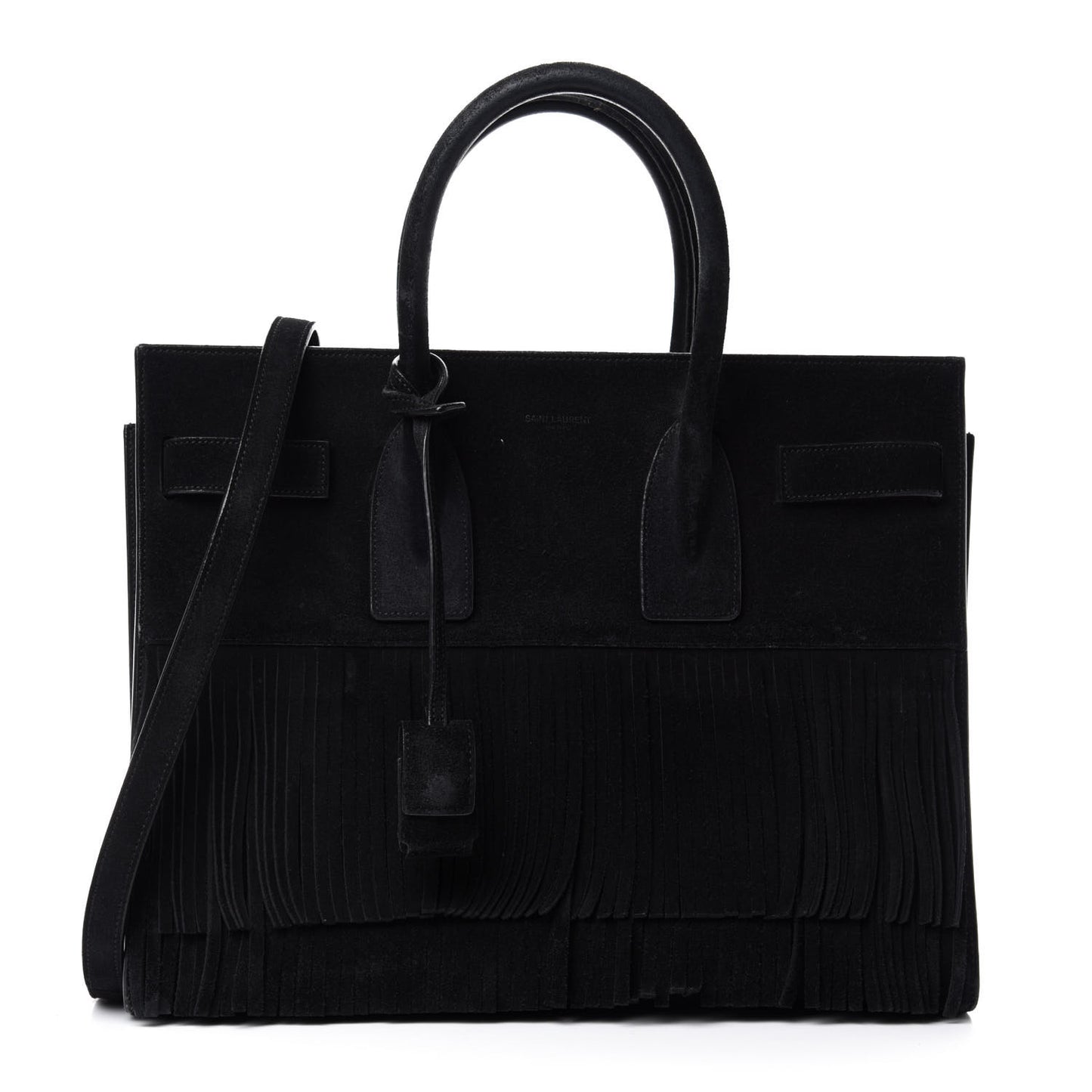 Suede Fringe Small Sac De Jour Black